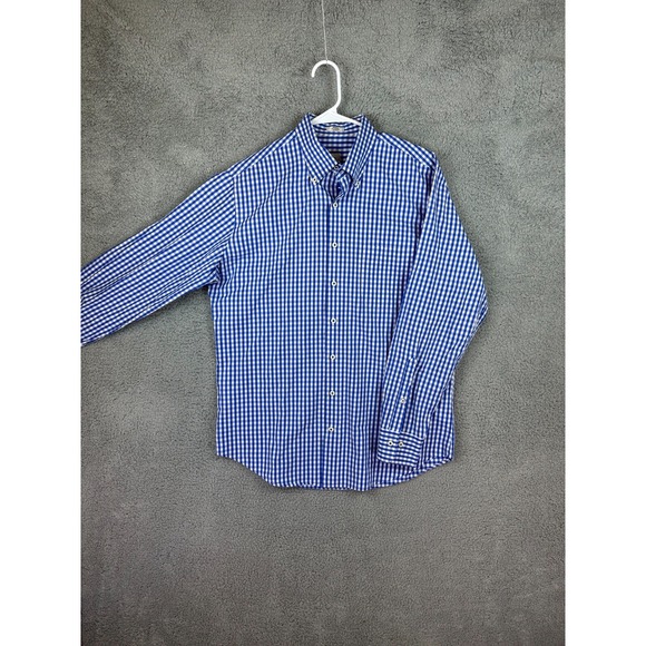 Peter Millar Shirt Men's M Medium Weekender Wash Blue Checked Button Down Mens - Picture 2 of 13